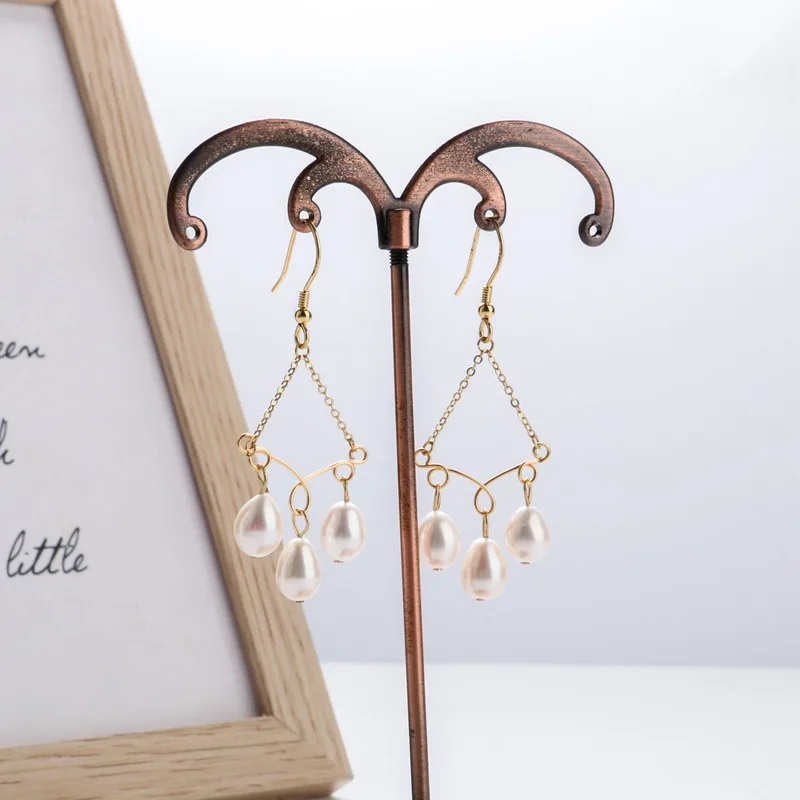 country style vintage freshwater pearl earrings ear hooks temperament personalit - £202.15 GBP