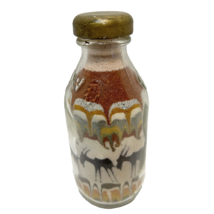 Vintage African American Jungle Layered Sand Art Bottle Elephant Antelope 4.5&quot; - £17.98 GBP