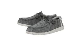 HEY DUDE SIZE 13 M STONE WHITE GRAY WALLY STRETCH FLEECE LIGHTWEIGHT LOA... - $45.44