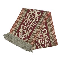 Red Gold Thick Jacquard Elegant Bed Table Runner Tapestry Tassel  Fringe... - £25.28 GBP