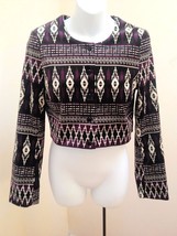 H&amp;M Divided 10 Jacket Purple Tribal Cropped Long Sleeve Lined Geometric New - £21.08 GBP
