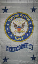 5X3 Us Navy Served With Pride Super Poly Full Sized Flag Usn Vertical Banner - £20.41 GBP