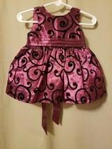 American Princess - Mauve &amp; Black Velvet Dress With Diaper Cover Size 6M   IR2 - £9.27 GBP