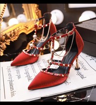 Women Pumps luxury Crystal Shoe wine red 40 - £21.49 GBP