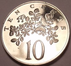 Rare Proof Jamaica 1974 10 Cents~Lignum Vitae~Butterfly~22,000 Minted~Free Ship - £3.78 GBP