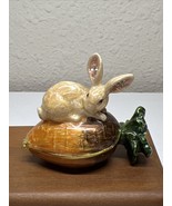 Rabbit and Carrot Trinket Box, Bejweled and Enameled Hinged W/ Magnet 2&quot; - €10,33 EUR