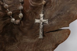 Vintage INRI Crucifix Catholic Jesus Christian Cross Pendant Rosary Necklace B1 - £9.21 GBP