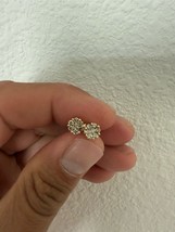 10K Yellow Gold Round Natural Brown Diamond Flower Cluster Stud Earrings... - $445.48