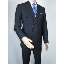 Men Suit BERLUSCONI Turkey Italian Wool 180's Double Breasted UGS94-12 Navy image 2