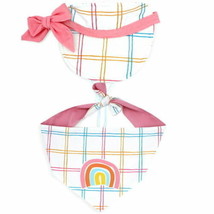 Vibrant Life Dog Pet Visor Hat &amp; Bandana  Windowpane Rainbow  White/Mult... - $214.13 MXN