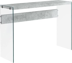 Monarch Specialties , Console Sofa Table, Tempered Glass, Grey Cement, 44&quot;L. - £112.70 GBP