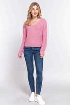 Pink Dolman Long Sleeve Strappy Open Back Sweater Top - £14.84 GBP