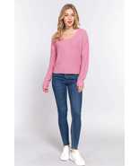 Pink Dolman Long Sleeve Strappy Open Back Sweater Top - £14.90 GBP