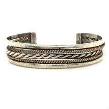 Vtg 12K Gold Filled Signed Tahe Navajo Native American Rope Cuff Bracelet 6 1/2 - £73.78 GBP
