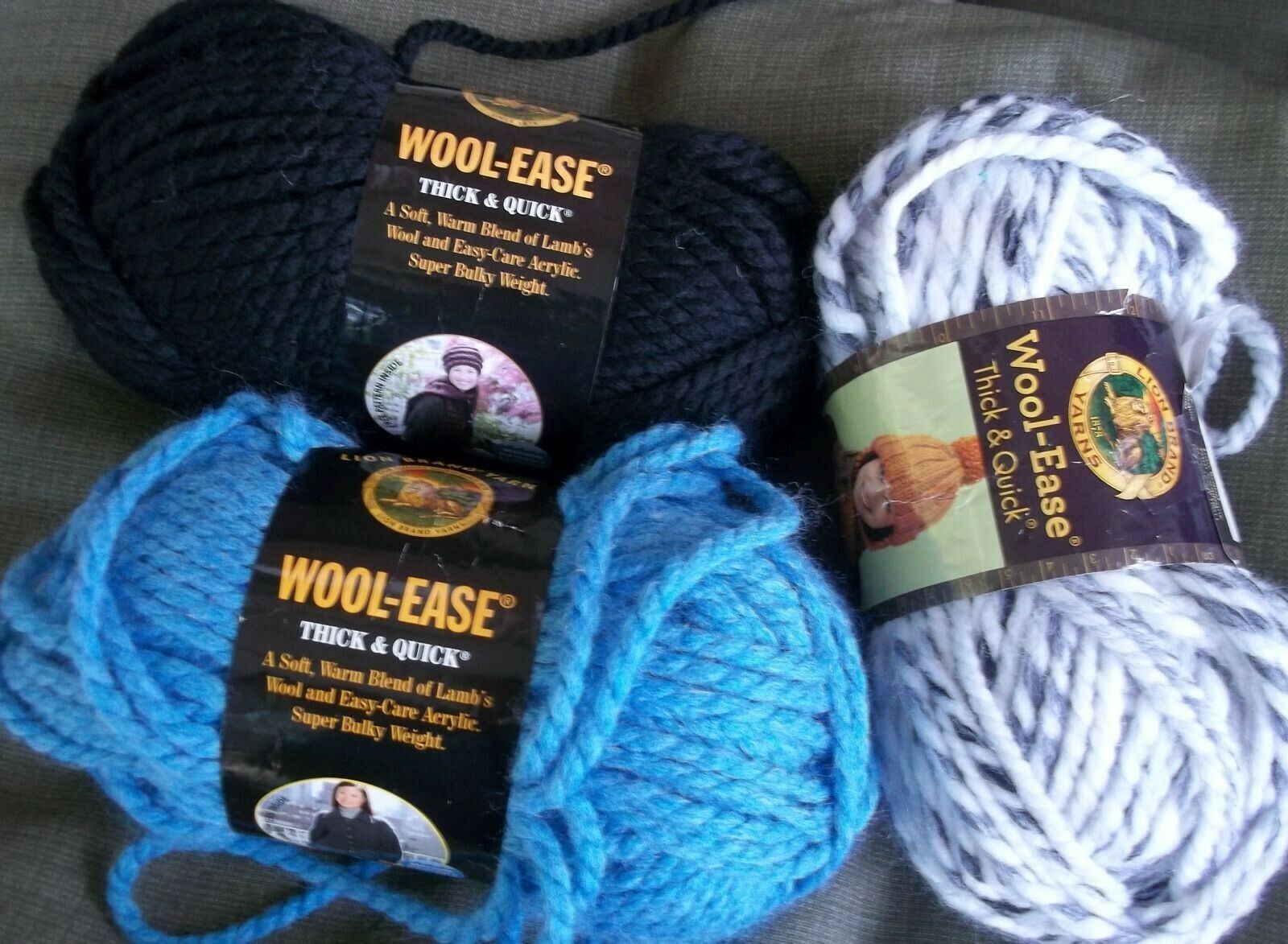 Wool Ease Thick & Quick Yarn 3 Skeins Super Bulky 140 gr Each Lion Brand - $14.84