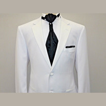 Men Renoir  Tuxedo Two Button Notch Formal with Satin Lapel trims 201-6 White image 4