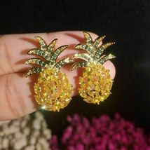 2ct Marquise Cut Yellow Citrine Pineapple 14k Yellow Gold Over Stud Earrings - £63.31 GBP
