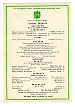 Hotel Sir Francis Drake Room Service Dinner Menu San Francisco California 1942 - $77.14