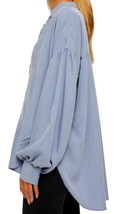 Free People Poet Blouse XSmall 0 2 OVERSIZED Blue Drapey High Low Blouso... - £73.31 GBP