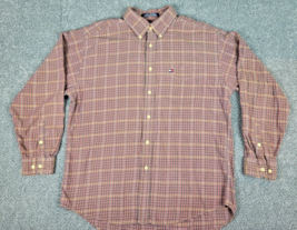 VTG Tommy Hilfiger Flannel Men’s L Shirt Multicolor Plaid Cotton Work Casual &#39;01 - £18.10 GBP