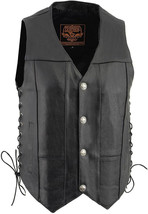 Milwaukee Leather Men&#39;s Black V-Neck Vest Buffalo Snaps Side Laces (LKM3701) XL - £72.25 GBP