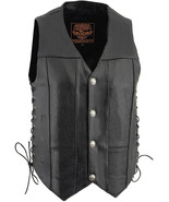 Milwaukee Leather Men&#39;s Black V-Neck Vest Buffalo Snaps Side Laces (LKM3... - £72.78 GBP