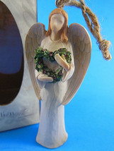 Seagull Studios Guardian Heart Angel holding wreath Ornament New in box ... - $204.22 MXN