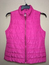 Michael Kors Pink Puffer Vest Mk Logo Charm Women&#39;s Sz M New - £91.75 GBP
