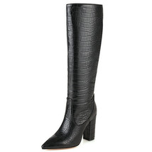 Plus Size 34-48 New Women Boots Slip On Thick High Heels Knee High Boots Women S - £61.39 GBP