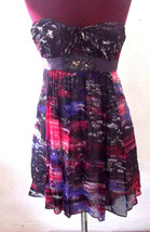 BCBG Max Azria Womens Dress Size 2 Purple Watercolor Silk Strapless Party Prom - £39.14 GBP