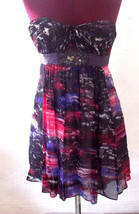 BCBG Max Azria Womens Dress Size 2 Purple Watercolor Silk Strapless Part... - £37.30 GBP