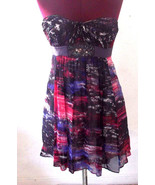 BCBG Max Azria Womens Dress Size 2 Purple Watercolor Silk Strapless Part... - £39.33 GBP