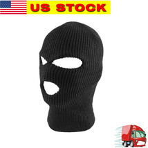 3 Hole Face Mask Winter Black Beanie Balaclava Ski Snowboard Hat Cap Wear - £6.36 GBP