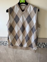 Banana Republic Cashmere Blend Argyle Beige Men&#39;s Sweater Vest SZ XL NWOT - $44.55