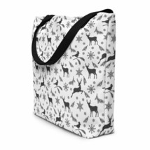 New Year Design Christmas Style Deer Bullfinches White Beach Bag - £34.06 GBP