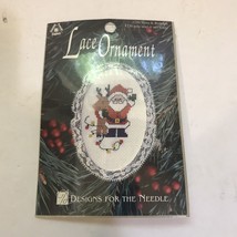 Designs for the Needle Counted Cross Stitch Lace Ornament Kit Santa Rudolph 1230 - £3.29 GBP