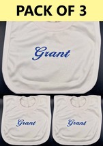 Personalised Baby Bib Embroidered  Just a Name ,Just a Cheap,PACK OF 3 - £8.37 GBP