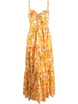 Zimmermann women raie tie front midi dress in Yellow/Orange - size 2 - £321.17 GBP