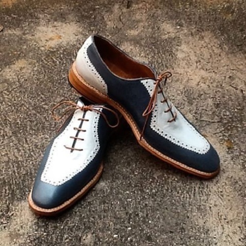 Handmade Men Oxford Two Ton Formal Shoes, Men Black And White Dress Shoes 2019