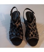 Aerosoles Sandals Womans Sz 8.5 Woven Design Strap Open Toe Black Block ... - €13,26 EUR