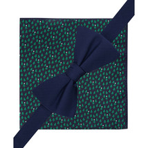 TOMMY HILFIGER Navy Blue Pre-Tied Bow Tie Christmas Tree Pocket Square S... - $24.99