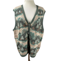 Vintage NORTHERN ISLES Hand Knit Woodland Sleeveless Cardigan / Vest Siz... - $43.50