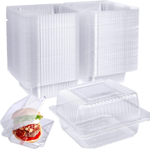 100 Pcs Clear Hinged Plastic Containers with Lids,Individual Cake Slice ... - $19.56