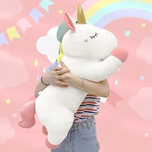 24&quot; Cute White Giant Stuffed Unicorn Plush:Soft Animal Hugging Pillow Weighted S - £37.34 GBP