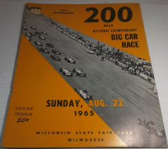 1965 National Championship 200 Mile Big Car Race Milwaukee Pepsi Program... - $18.98