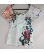 Piper &amp; Blue Scoop Neck Butterfly &amp; Rose Paint Splatter Design Shirt Siz... - $15.32 CAD
