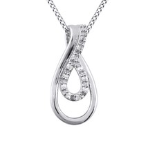 0.10CT Round Natural Diamond Teardrop Pendant Necklace 14K White Gold Plated - £130.79 GBP