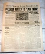 Wabash, IN Daily Times-Star, Sept. 30, 1918 - Bulgaria Agrees to Peace T... - £15.72 GBP
