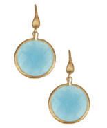 Rivka Friedman Blue Quartzite Earrings 18K Gold Satin Finish $139 Caribb... - £70.64 GBP