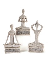 Yoga Figurines Set of 3 with Sentiment Meditate Poly Stone 8.7&quot; high Gray - €46,26 EUR